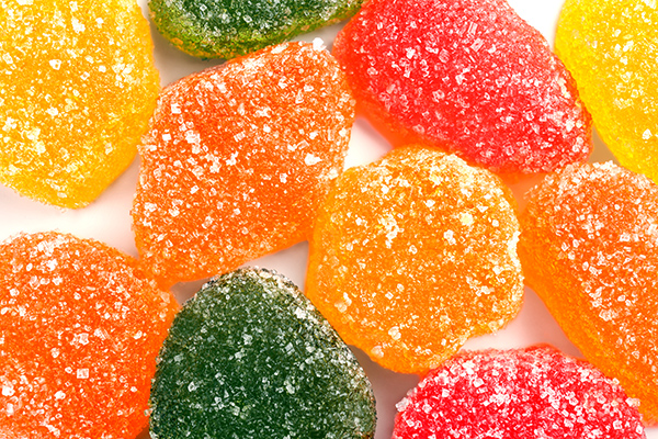 A pile of gummy candies